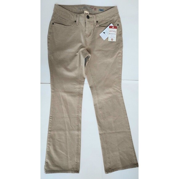 NWT Ladies Petite Faded Glory Tan Bootcut Mid-Rise 360 Stretch Pants Size 10P - Picture 1 of 6
